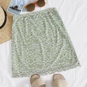 SHEIN Lettuce Trim Ditsy Floral Mesh Skirt, Size XS(2)
